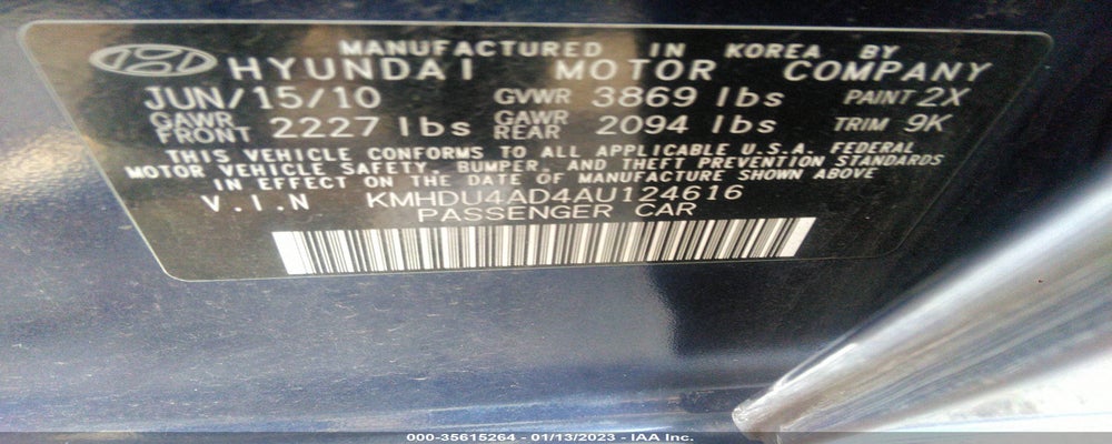 KMHDU4AD4AU124616 2010 HYUNDAI ELANTRA photo no. 9