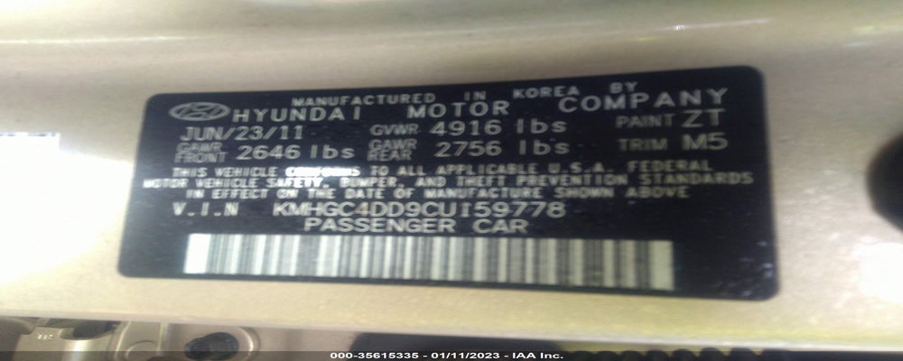 KMHGC4DD9CU159778 2012 HYUNDAI GENESIS photo no. 9
