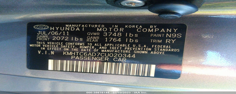 KMHTC6AD7CU020344 2012 HYUNDAI VELOSTER photo no. 9