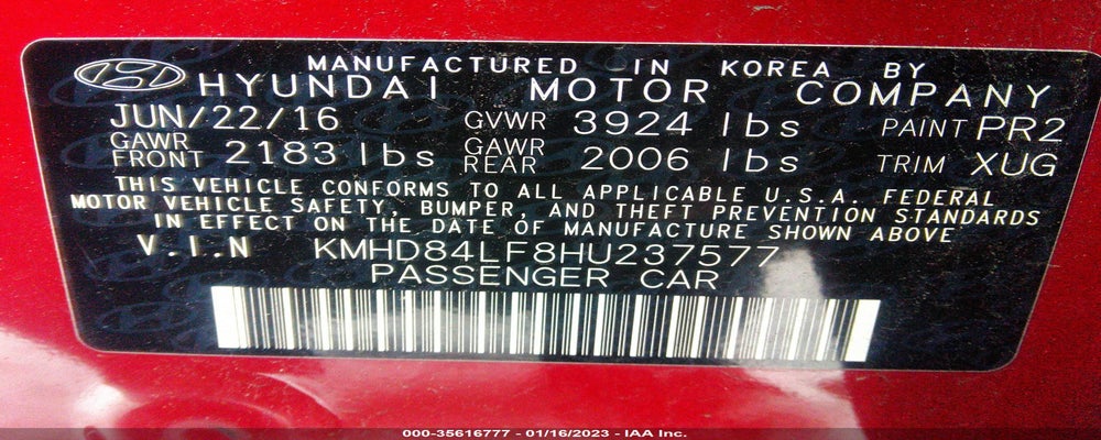 KMHD84LF8HU237577 2017 HYUNDAI ELANTRA photo no. 9