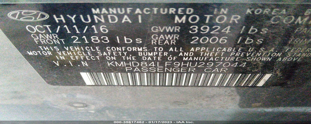 KMHD84LF9HU297044 2017 HYUNDAI ELANTRA photo no. 9