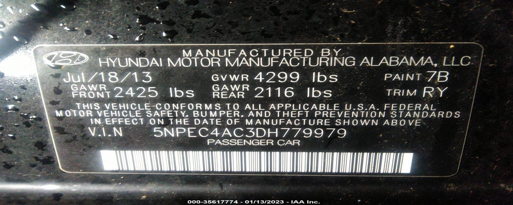 5NPEC4AC3DH779979 2013 HYUNDAI SONATA photo no. 9