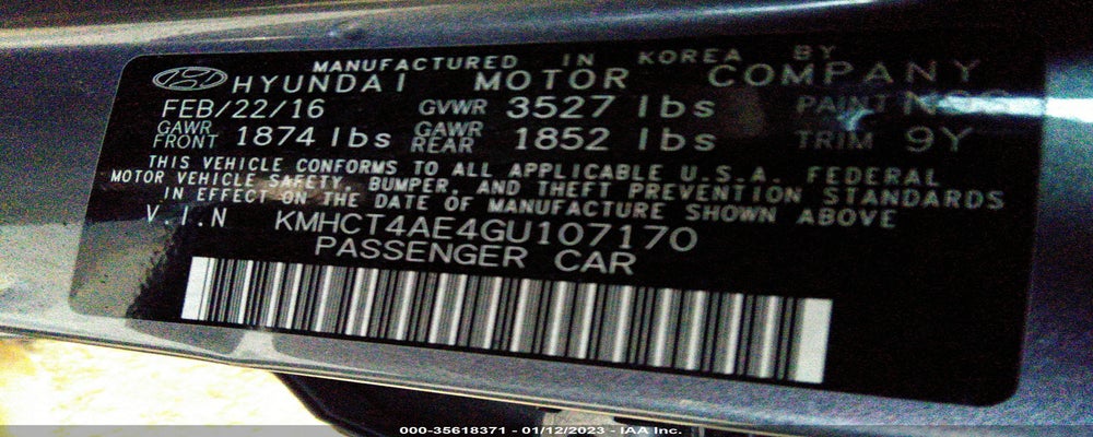 KMHCT4AE4GU107170 2016 HYUNDAI ACCENT photo no. 9