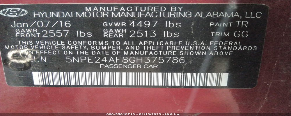 5NPE24AF8GH375786 2016 HYUNDAI SONATA photo no. 9