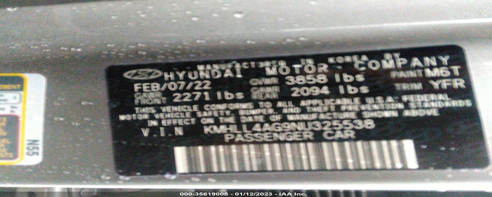 KMHLL4AG9NU325538 2022 HYUNDAI ELANTRA photo no. 9
