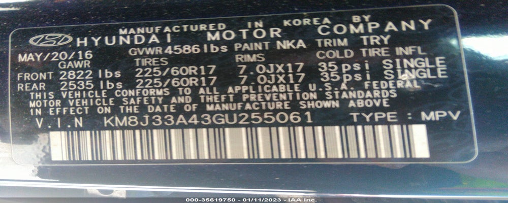 KM8J33A43GU255061 2016 HYUNDAI TUCSON photo no. 9