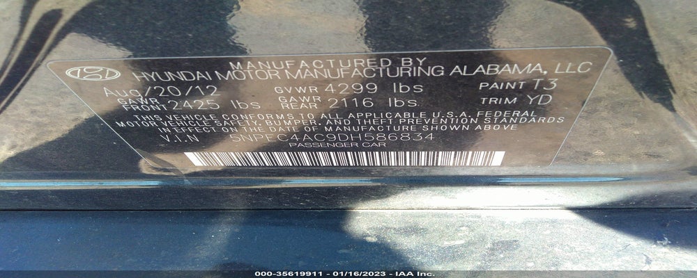 5NPEC4AC9DH586834 2013 HYUNDAI SONATA photo no. 9