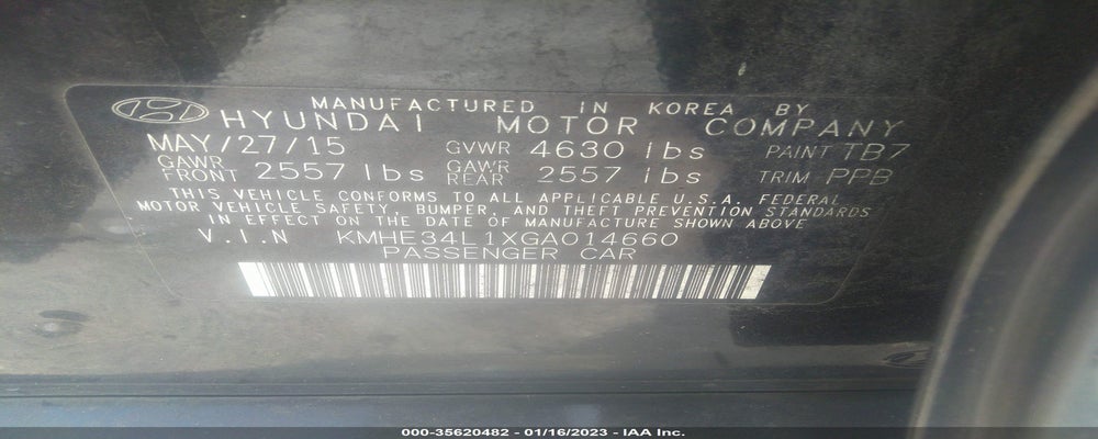 KMHE34L1XGA014660 2016 HYUNDAI SONATA HYBRID photo no. 9