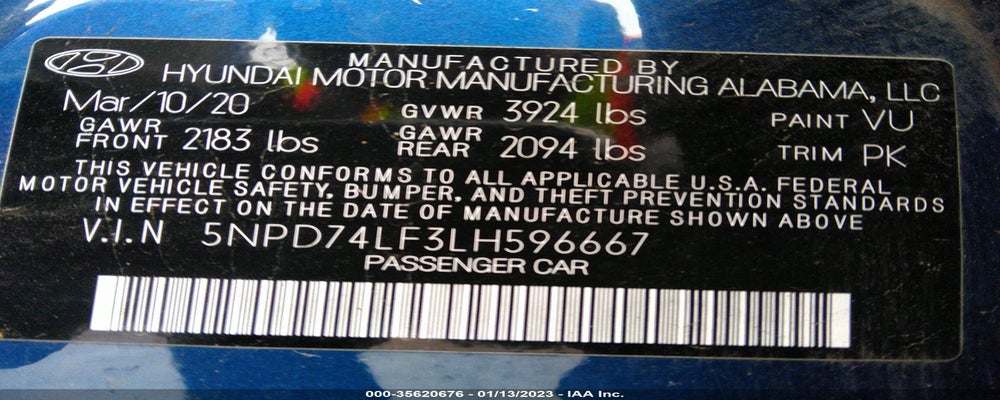 5NPD74LF3LH596667 2020 HYUNDAI ELANTRA photo no. 9