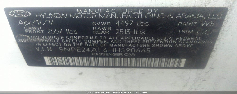 5NPE24AF6HH590665 2017 HYUNDAI SONATA photo no. 9