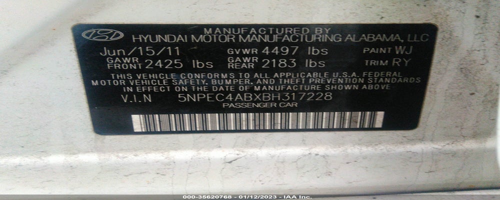 5NPEC4ABXBH317228 2011 HYUNDAI SONATA photo no. 9