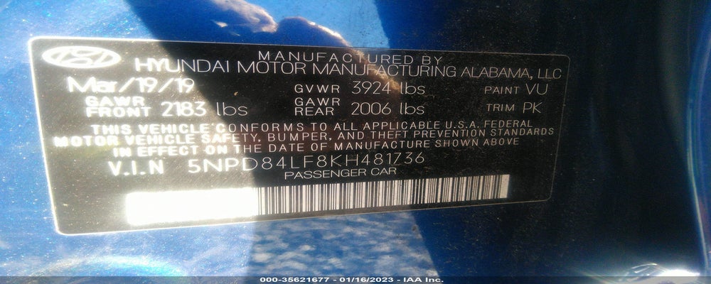 5NPD84LF8KH481736 2019 HYUNDAI ELANTRA photo no. 9