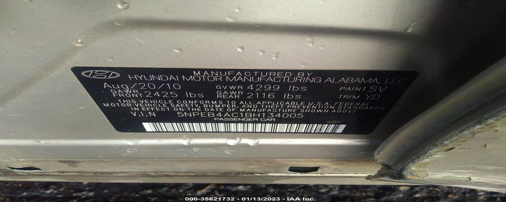 5NPEB4AC1BH134005 2011 HYUNDAI SONATA photo no. 9