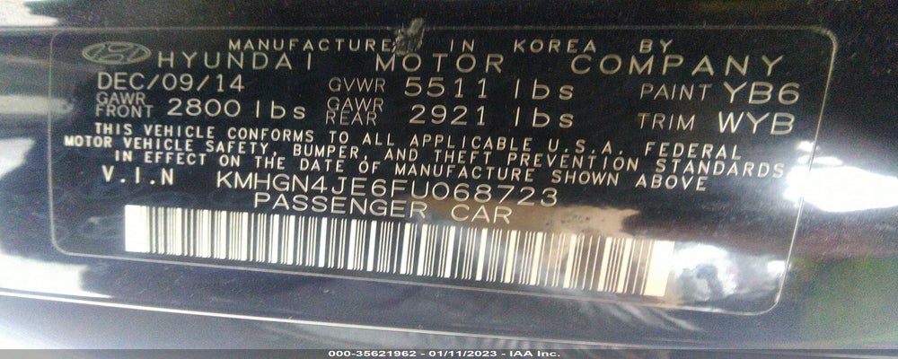 KMHGN4JE6FU068723 2015 HYUNDAI GENESIS photo no. 9