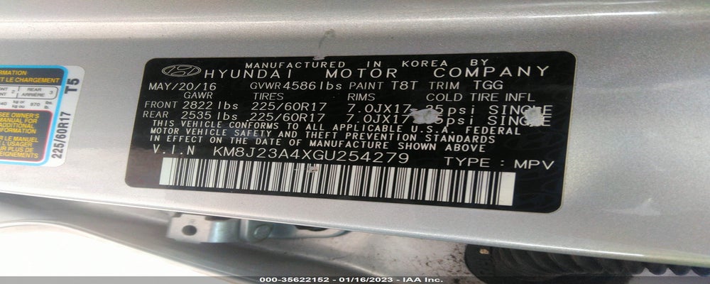 KM8J23A4XGU254279 2016 HYUNDAI TUCSON photo no. 9