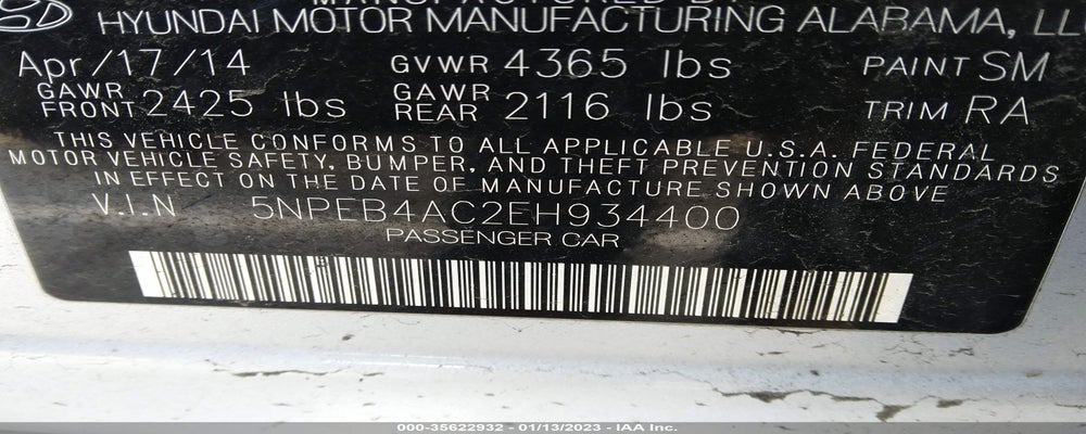 5NPEB4AC2EH934400 2014 HYUNDAI SONATA photo no. 9