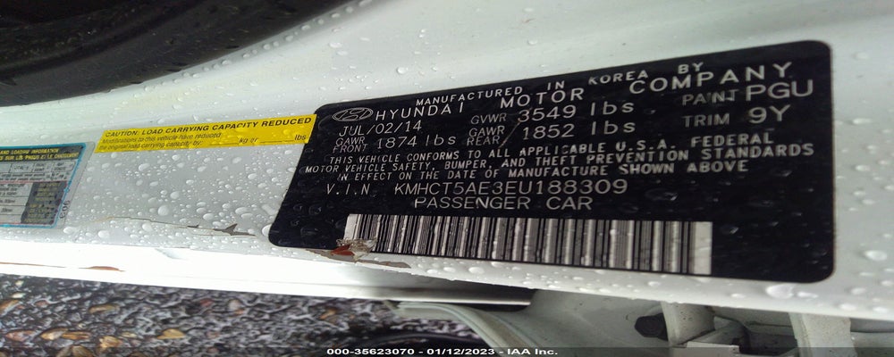 KMHCT5AE3EU188309 2014 HYUNDAI ACCENT photo no. 9