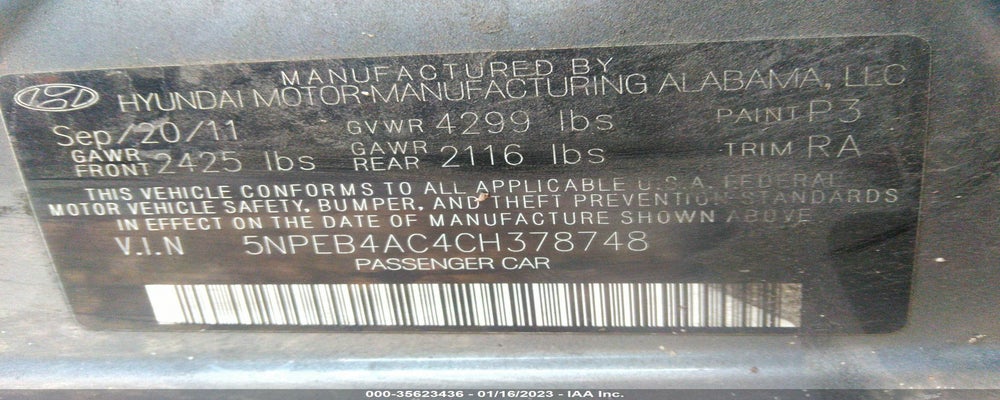 5NPEB4AC4CH378748 2012 HYUNDAI SONATA photo no. 9