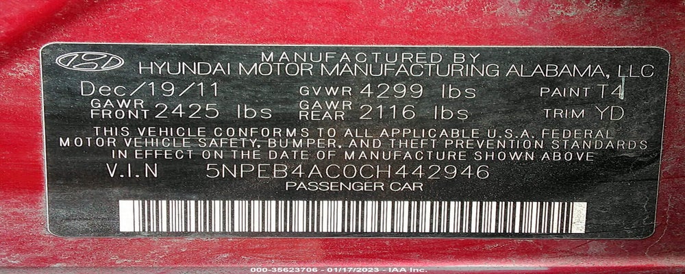 5NPEB4AC0CH442946 2012 HYUNDAI SONATA photo no. 9
