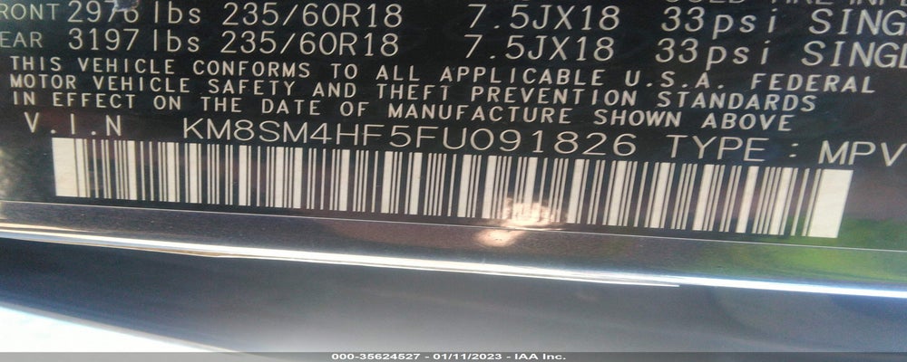 KM8SM4HF5FU091826 2015 HYUNDAI SANTA FE photo no. 9