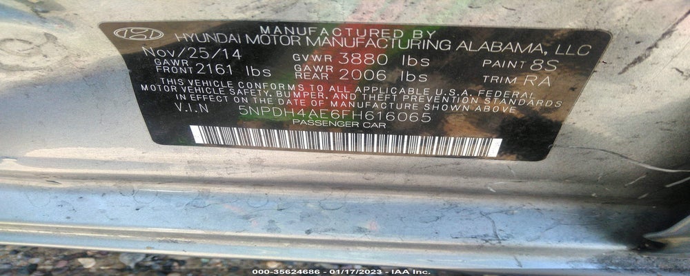 5NPDH4AE6FH616065 2015 HYUNDAI ELANTRA photo no. 9