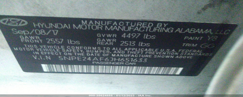 5NPE24AF6JH651633 2018 HYUNDAI SONATA photo no. 9