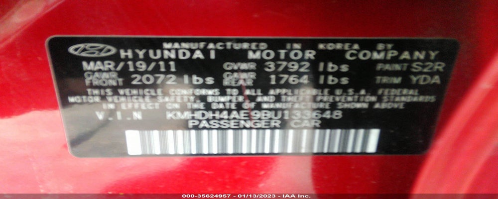 KMHDH4AE9BU133648 2011 HYUNDAI ELANTRA photo no. 9