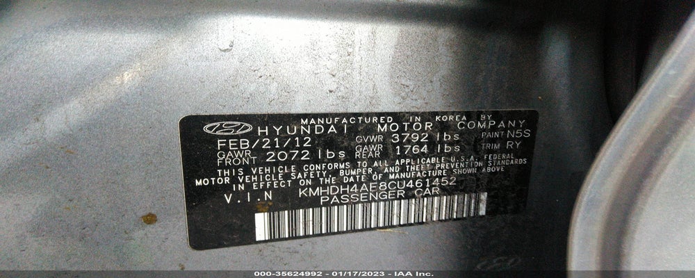 KMHDH4AE8CU461452 2012 HYUNDAI ELANTRA photo no. 9
