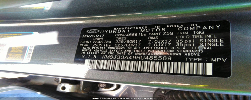 KM8J33A49HU485589 2017 HYUNDAI TUCSON photo no. 9