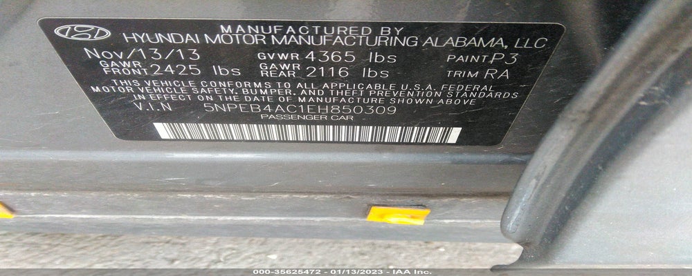 5NPEB4AC1EH850309 2014 HYUNDAI SONATA photo no. 9