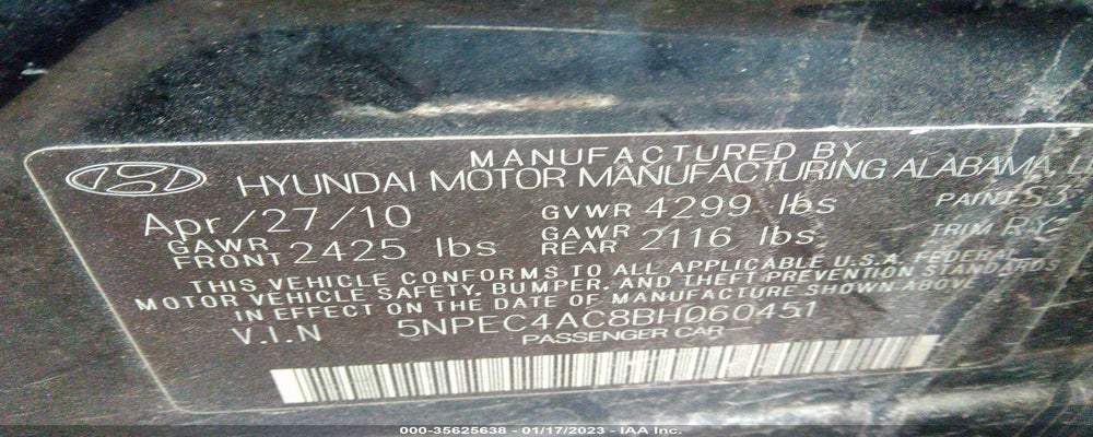 5NPEC4AC8BH060451 2011 HYUNDAI SONATA photo no. 9