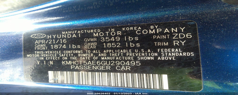 KMHCT5AE6GU290495 2016 HYUNDAI ACCENT photo no. 9
