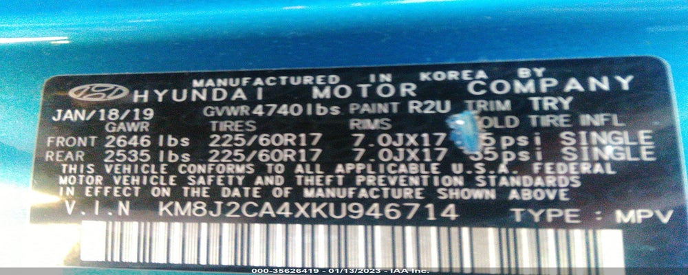 KM8J2CA4XKU946714 2019 HYUNDAI TUCSON photo no. 9