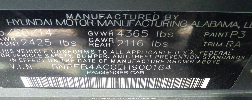 5NPEB4AC0EH900164 2014 HYUNDAI SONATA photo no. 9