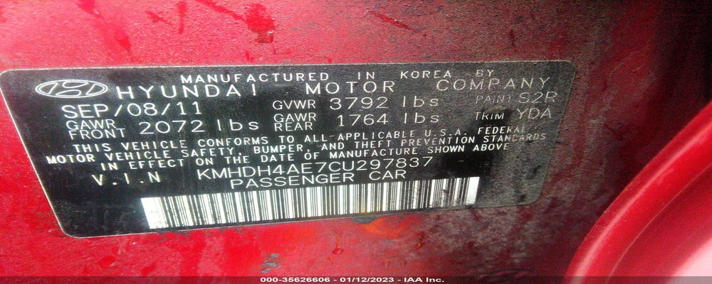 KMHDH4AE7CU297837 2012 HYUNDAI ELANTRA photo no. 9