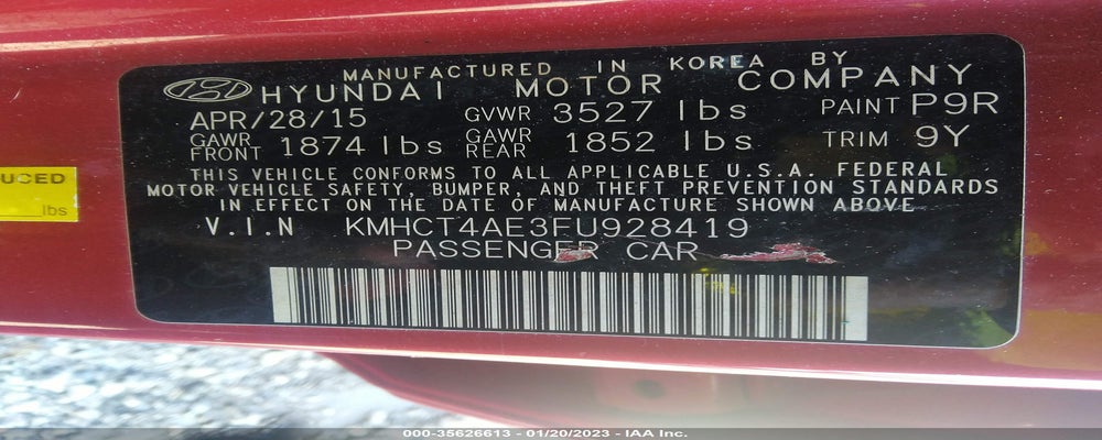 KMHCT4AE3FU928419 2015 HYUNDAI ACCENT photo no. 9
