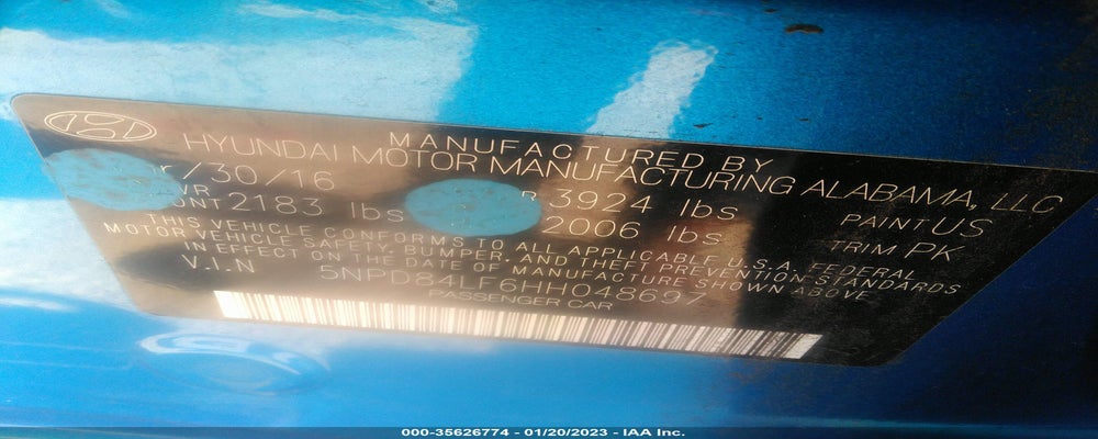 5NPD84LF6HH048697 2017 HYUNDAI ELANTRA photo no. 9