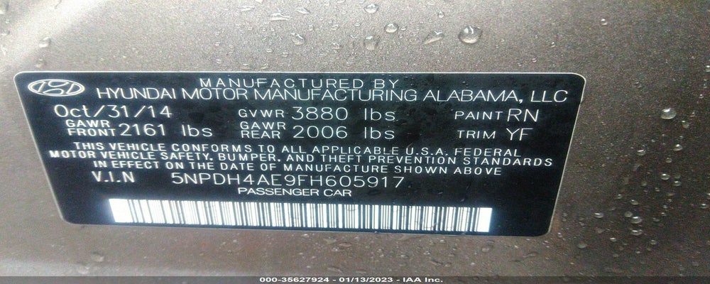 5NPDH4AE9FH605917 2015 HYUNDAI ELANTRA photo no. 9