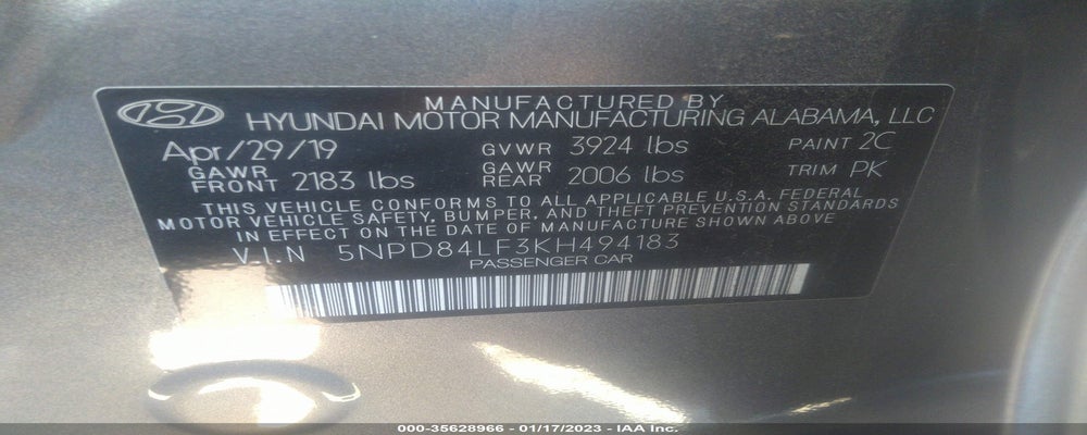 5NPD84LF3KH494183 2019 HYUNDAI ELANTRA photo no. 9