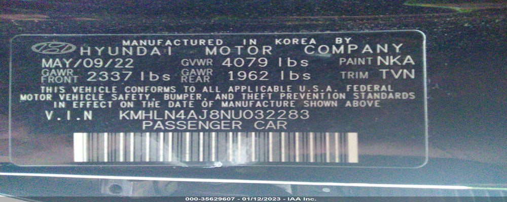 KMHLN4AJ8NU032283 2022 HYUNDAI ELANTRA HYBRID photo no. 9