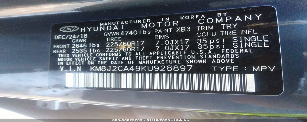 KM8J2CA49KU928897 2019 HYUNDAI TUCSON photo no. 9