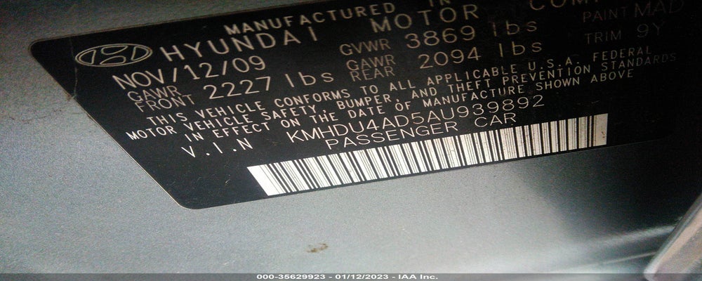KMHDU4AD5AU939892 2010 HYUNDAI ELANTRA photo no. 9