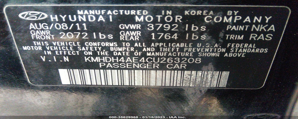 KMHDH4AE4CU263208 2012 HYUNDAI ELANTRA photo no. 9