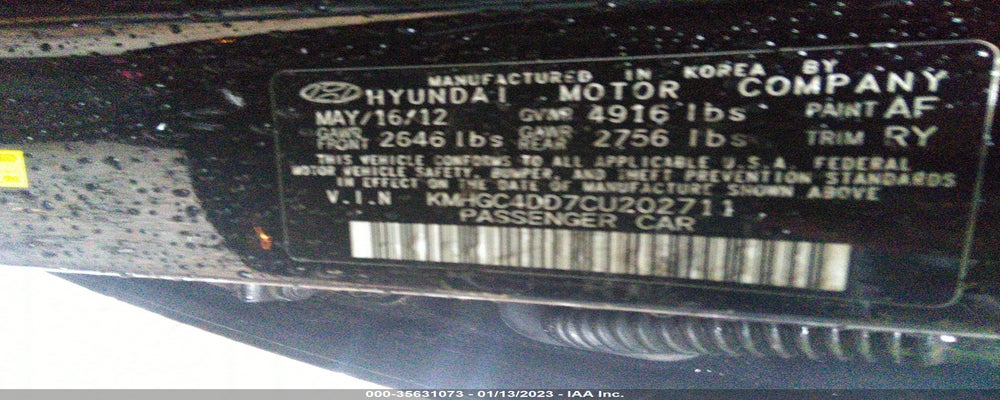 KMHGC4DD7CU202711 2012 HYUNDAI GENESIS photo no. 9