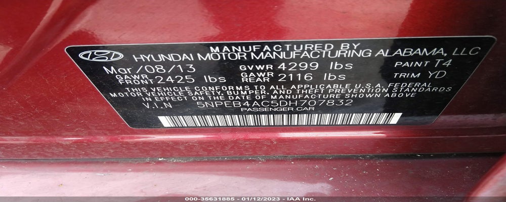 5NPEB4AC5DH707832 2013 HYUNDAI SONATA photo no. 9