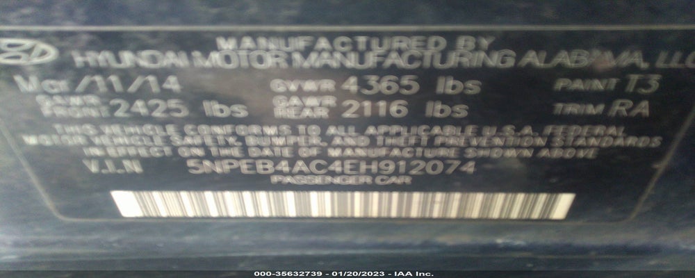 5NPEB4AC4EH912074 2014 HYUNDAI SONATA photo no. 9