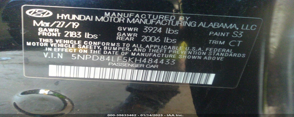 5NPD84LF5KH484433 2019 HYUNDAI ELANTRA photo no. 9