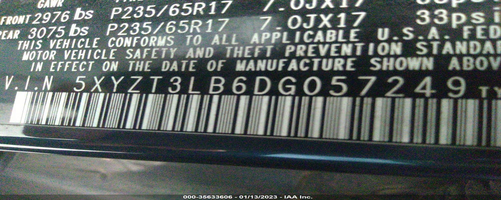 5XYZT3LB6DG057249 2013 HYUNDAI SANTA FE photo no. 9