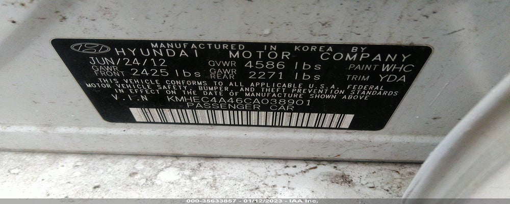 KMHEC4A46CA038901 2012 HYUNDAI SONATA photo no. 9