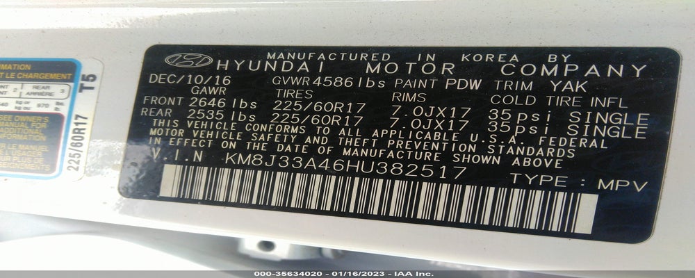 KM8J33A46HU382517 2017 HYUNDAI TUCSON photo no. 9